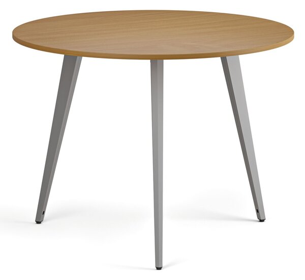 Konferenčný stôl PRIMO VIBE, priemer 100 cm, sivostrieborná podnož, buk
