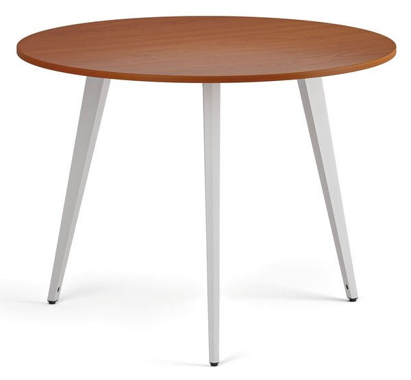 Konferenčný stôl PRIMO VIBE, priemer 100 cm, biela podnož, čerešňa