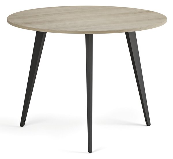 Konferenčný stôl PRIMO VIBE, priemer 100 cm, čierna podnož, dub prírodný