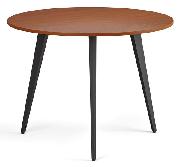 Konferenčný stôl PRIMO VIBE, priemer 100 cm, čierna podnož, čerešňa