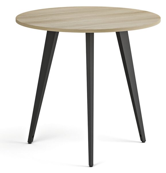 Konferenčný stôl PRIMO VIBE, priemer 80 cm, čierna podnož, dub prírodný