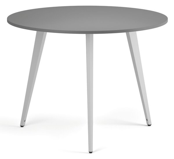 Konferenčný stôl PRIMO VIBE, priemer 100 cm, biela podnož, grafit