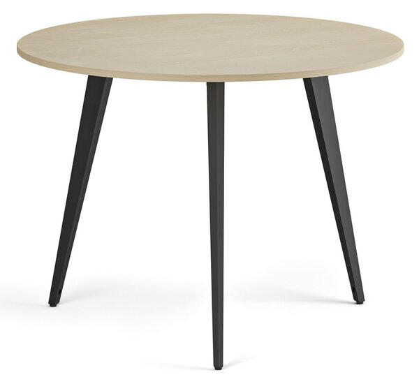 Konferenčný stôl PRIMO VIBE, priemer 100 cm, čierna podnož, breza