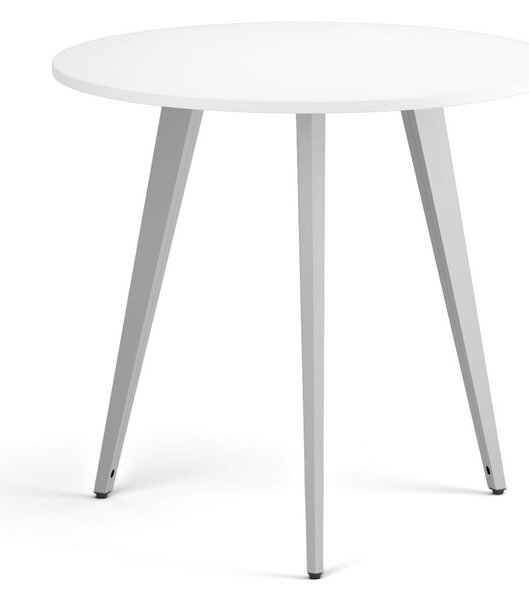 Konferenčný stôl PRIMO VIBE, priemer 80 cm, sivostrieborná podnož, biela