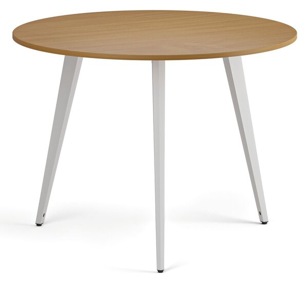 Konferenčný stôl PRIMO VIBE, priemer 100 cm, biela podnož, buk