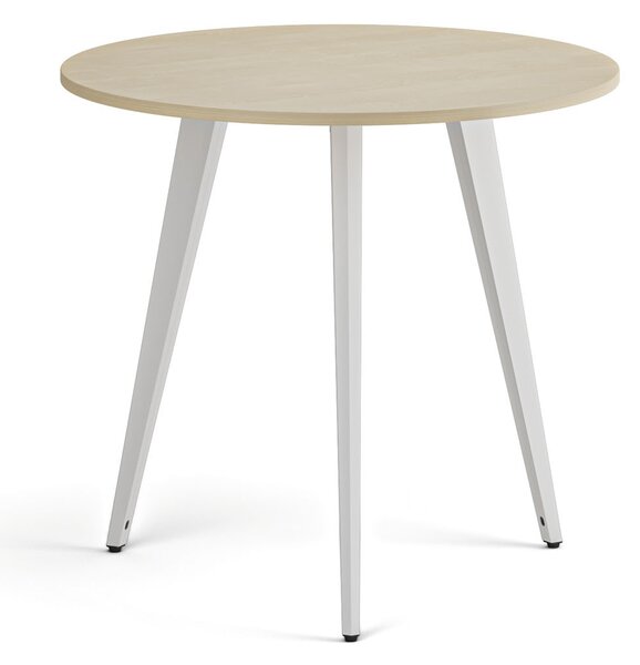 Konferenčný stôl PRIMO VIBE, priemer 80 cm, biela podnož, breza