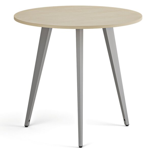 Konferenčný stôl PRIMO VIBE, priemer 80 cm, sivostrieborná podnož, breza