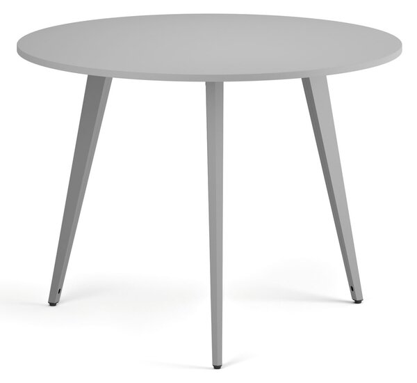 Konferenčný stôl PRIMO VIBE, priemer 100 cm, sivostrieborná podnož, sivá