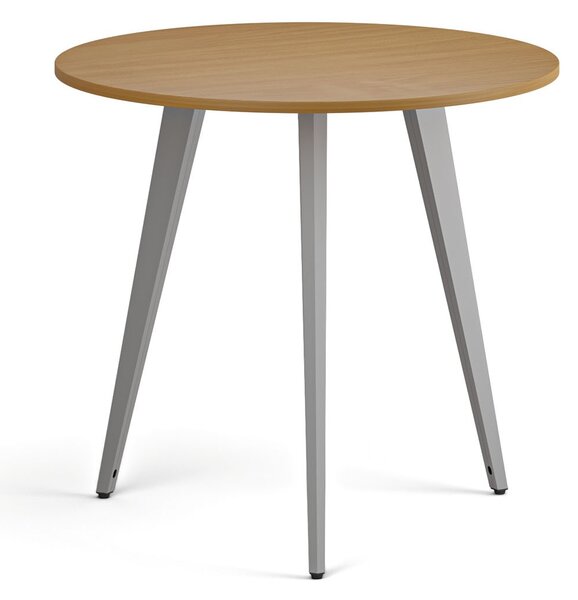 Konferenčný stôl PRIMO VIBE, priemer 80 cm, sivostrieborná podnož, buk