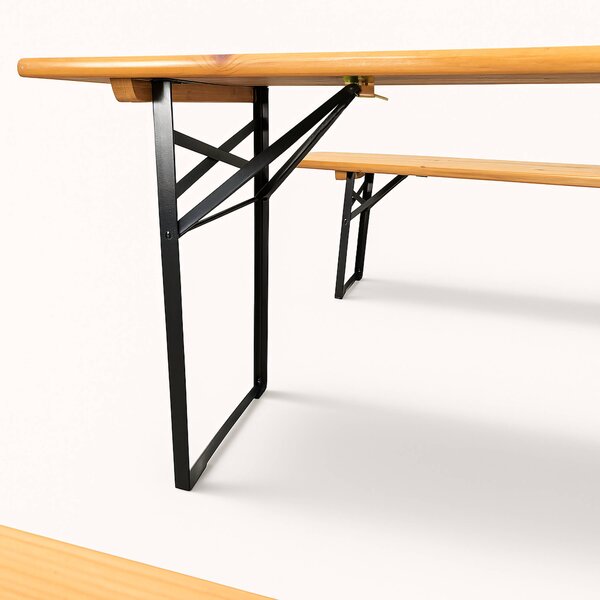 Pivný set 197x60 cm – Záhradný stôl s lavicami pre 8 osôb | Masív + kov - 197cm x 60cm -