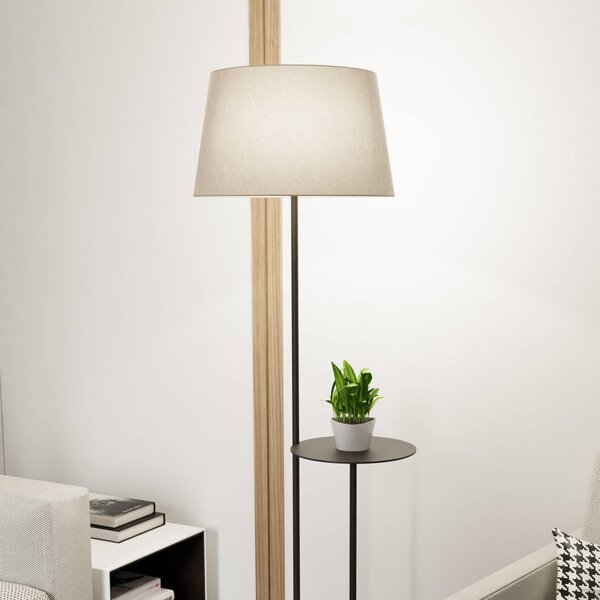 Hotelová stojacia lampa, béžová/čierna, výška 150 cm, látka/kov, Čierna, Obývacia izba / jedáleň, kov, Moderný, Stojaca lampa
