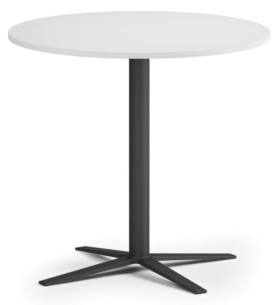 Konferenčný stolík AURA, priemer 60 cm, čierna podnož, biela