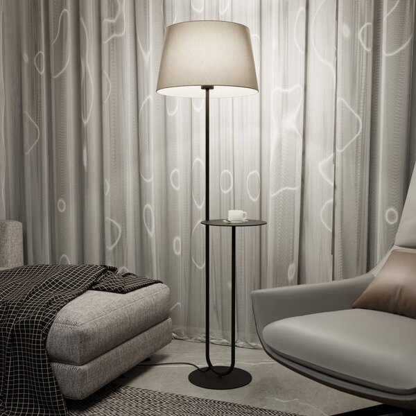Hotelová stojacia lampa, béžová/čierna, výška 150 cm, látka/kov, Čierna, Obývacia izba / jedáleň, kov, Moderný, Stojaca lampa