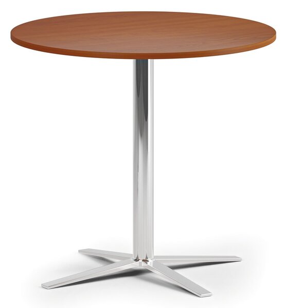Konferenčný stolík AURA, priemer 60 cm, chróm podnož, čerešňa