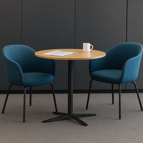 Konferenčný stolík AURA, priemer 60 cm, čierna podnož, čerešňa