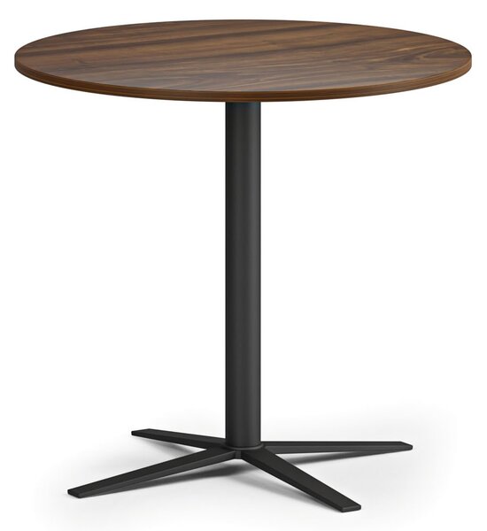 Konferenčný stolík AURA, priemer 60 cm, čierna podnož, orech