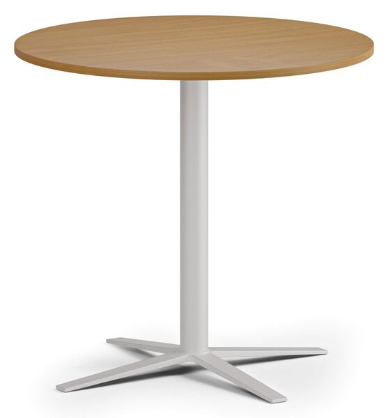 Konferenčný stolík AURA, priemer 60 cm, biela podnož, buk