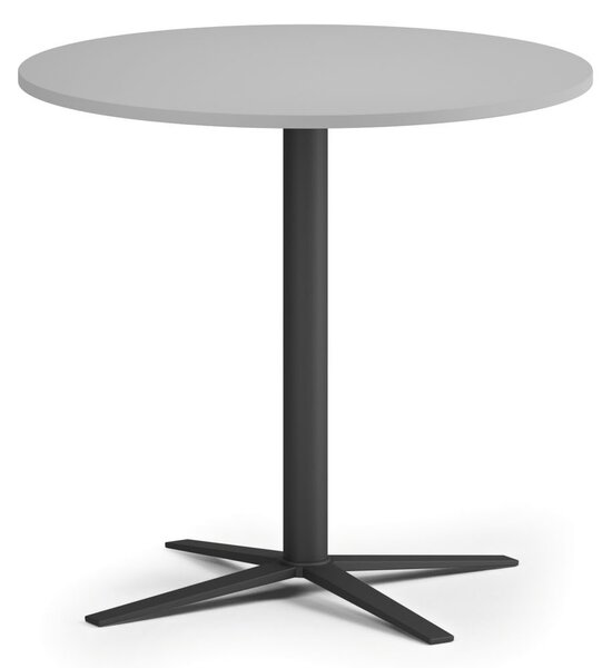 Konferenčný stolík AURA, priemer 60 cm, čierna podnož, sivá