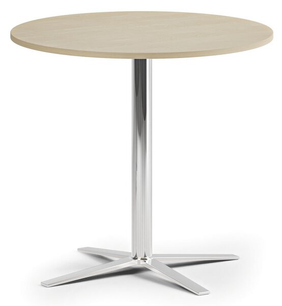 Konferenčný stolík AURA, priemer 60 cm, chróm podnož, breza