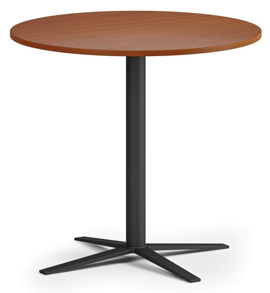 Konferenčný stolík AURA, priemer 60 cm, čierna podnož, čerešňa