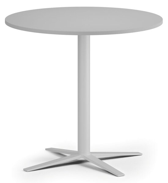 Konferenčný stolík AURA, priemer 60 cm, biela podnož, sivá