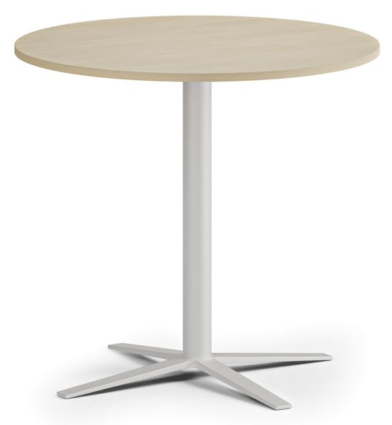 Konferenčný stolík AURA, priemer 60 cm, biela podnož, breza