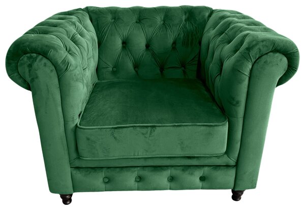 KRESLO CHESTERFIELD, textil, zelená, čierna Xora - Kreslá