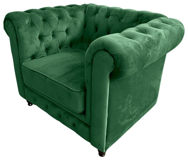 KRESLO CHESTERFIELD, textil, zelená, čierna Xora - Kreslá