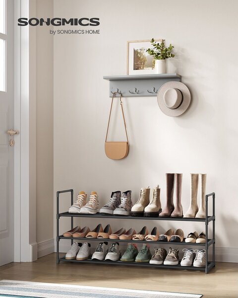 SONGMICS Skladací botník 3 police 116 x 55 x 30 cm čierna