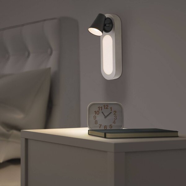 OSRAM LED nástenné svetlo NEPTUNE, biele, 1 bodové svetlá, kovový vypínač, Biela / opálová, Obývacia izba / jedáleň, kov, Moderný, Nástenné bodové svietidlo