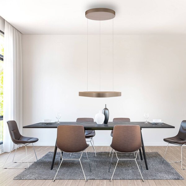 Paul Neuhaus LED závesné svietidlo Q-Stretto, bronzová, 60 cm, Hnedá / staromosadz, Obývacia izba / jedáleň, kov, Moderný, Závesné svietidlo