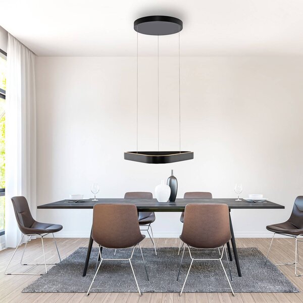 Paul Neuhaus LED závesné svietidlo Q-Stretto, čierne, 60 cm, Čierna, Obývacia izba / jedáleň, kov, Moderný, Závesné svietidlo