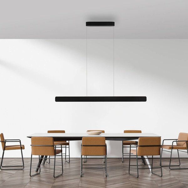 Paul Neuhaus LED závesné svietidlo Q-Stretto, čierne, 120 cm, Čierna, Obývacia izba / jedáleň, kov, Moderný, Závesné svietidlo