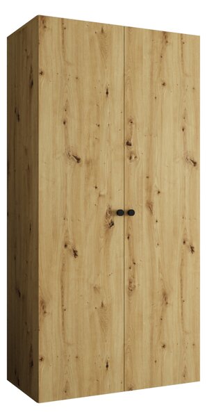 Elegantná šatníková skriňa CAITIR 1 100 cm - dub artisan / čierne úchyty