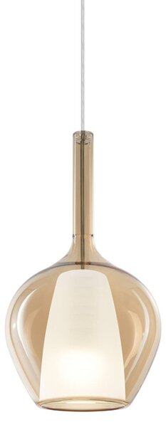 IDEAL LUX Ideal Lux závesné svietidlo Kalique 1, jantárová, Ø 18 cm, Krémová / jantárovo žltá, Obývacia izba / jedáleň, Plast, Moderný, Závesné svietidlo