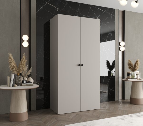 Elegantná šatníková skriňa CAITIR 1 100 cm - kašmír / čierne úchyty