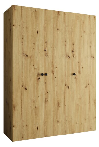 Elegantná šatníková skriňa CAITIR 1 150 cm - dub artisan / čierne úchyty