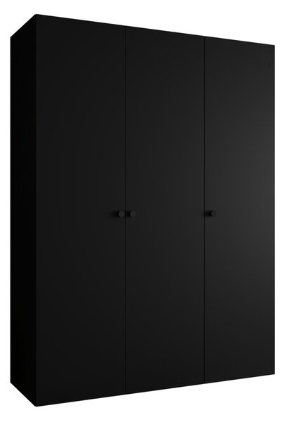 Elegantná šatníková skriňa CAITIR 1 150 cm - čierna / čierne úchyty