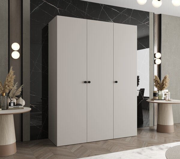 Elegantná šatníková skriňa CAITIR 1 150 cm - kašmír / čierne úchyty