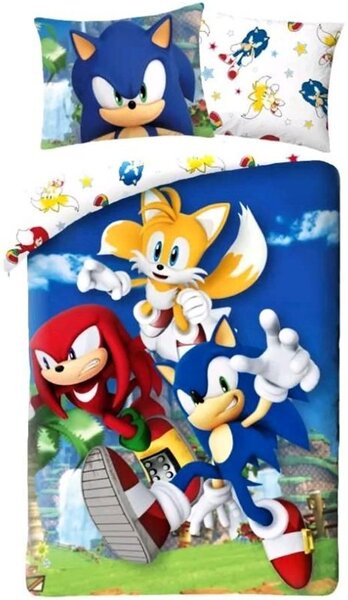 Posteľné obliečky Ježko Sonic - 100% bavlna - 70 x 90 cm + 140 x 200 cm