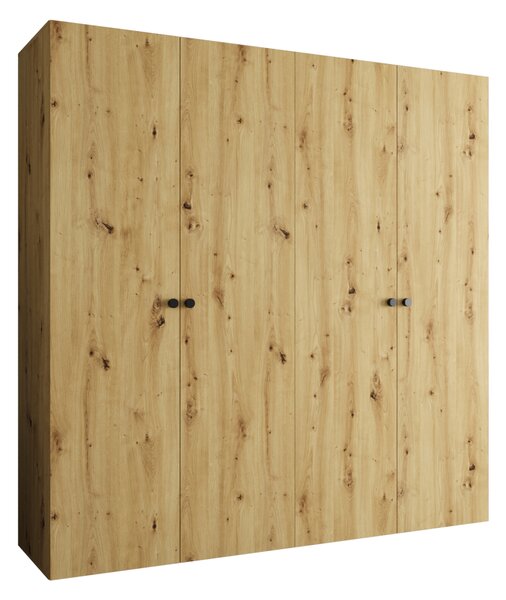 Elegantná šatníková skriňa CAITIR 1 200 cm - dub artisan / čierne úchyty