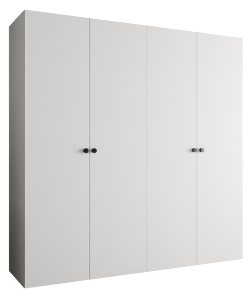 Elegantná šatníková skriňa CAITIR 1 200 cm - biela / čierne úchyty