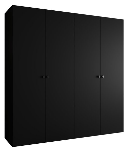Elegantná šatníková skriňa CAITIR 1 200 cm - čierna / čierne úchyty