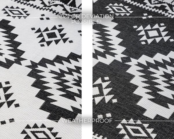 ELLE Decoration , Kusový koberec Gemini 106019 Black z kolekcie Elle – na von aj na doma, 80x150, čiernobiela, chodba / predsieň