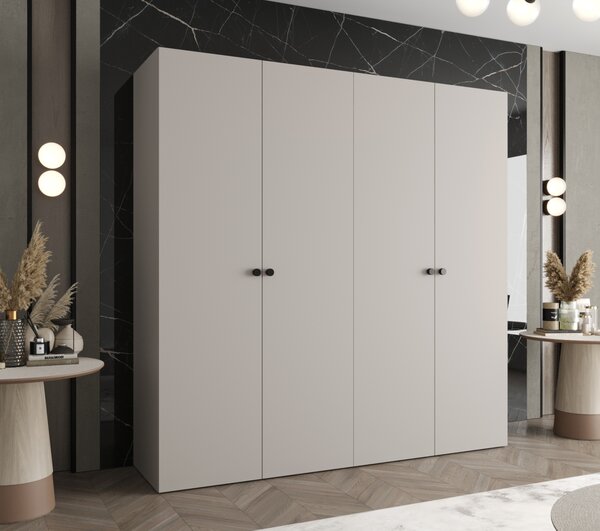 Elegantná šatníková skriňa CAITIR 1 200 cm - kašmír / čierne úchyty