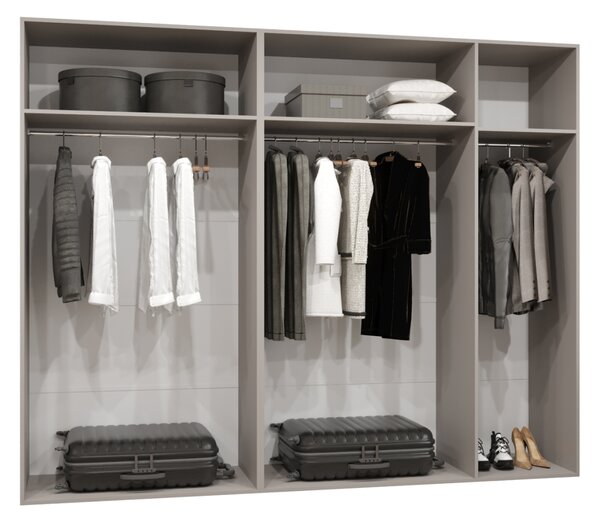 Elegantná šatníková skriňa CAITIR 1 250 cm - čierna / čierne úchyty