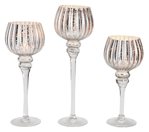 Lampy Tiffany Svietnik stojanový strieborný 1005