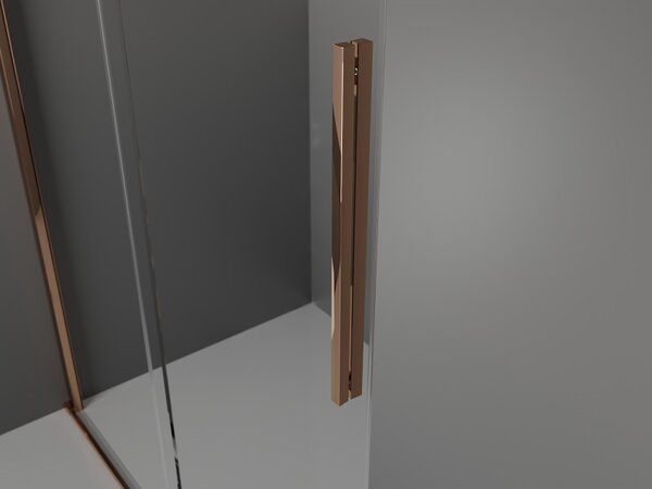 Mexen Velar, posuvné dvere do otvoru 90x200 cm, 8mm číre sklo, ružové zlato, 871-090-000-01-60