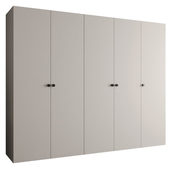 Elegantná šatníková skriňa CAITIR 1 250 cm - kašmír / čierne úchyty