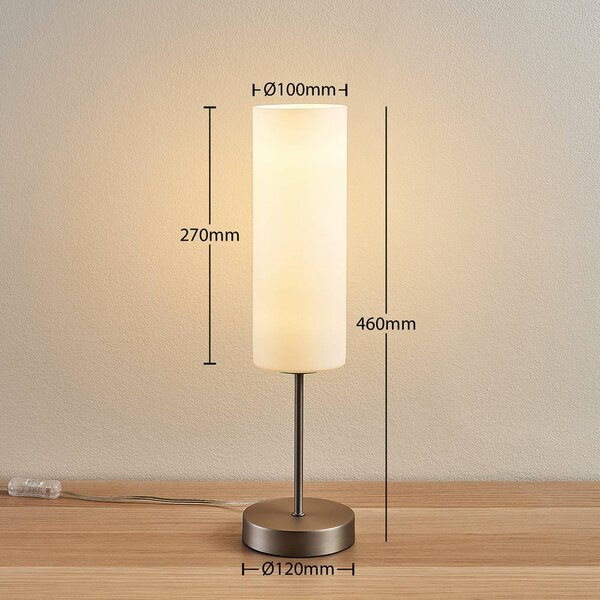 Stolná lampa Lindby Felice, valec, Biela / opálová, Obývacia izba / jedáleň, Sklo, Moderný, Stojacie svietidlo